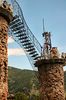 ColoradoRick > The ornate wrought iron bridge between the middle (2nd  tallest) and right towers. Looks are deceiving, though, because the bridge is incomplete on the top.